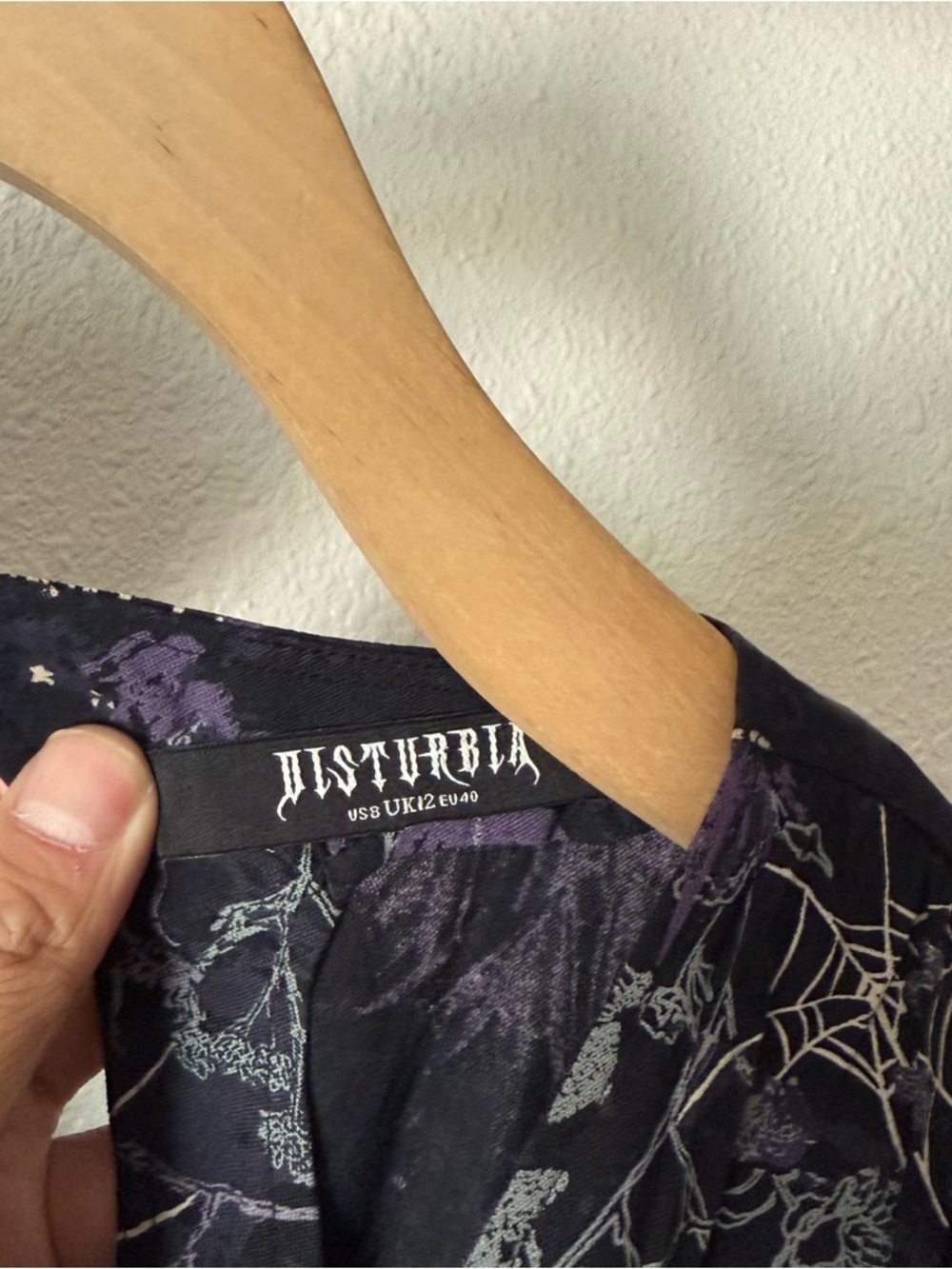 DISTURBIA black purple spider web moon goth corset cutout keyhole mini dress - Picture 8 of 9
